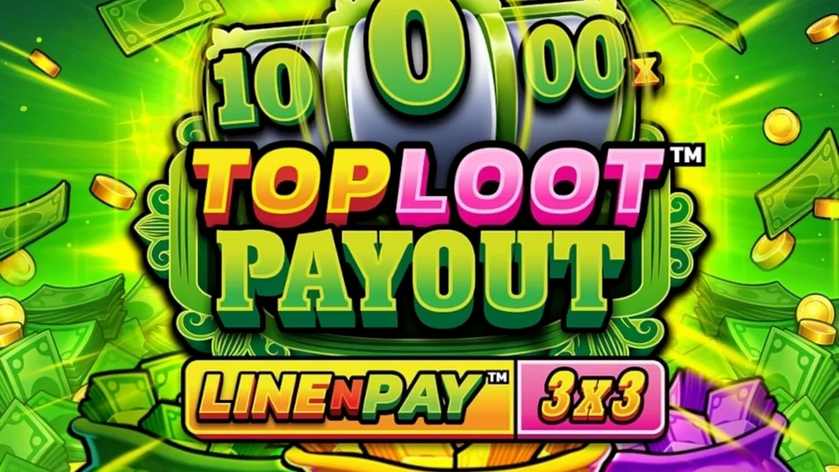 Tampilan antarmuka slot TopLoot Payout LineNPay dengan tema harta karun