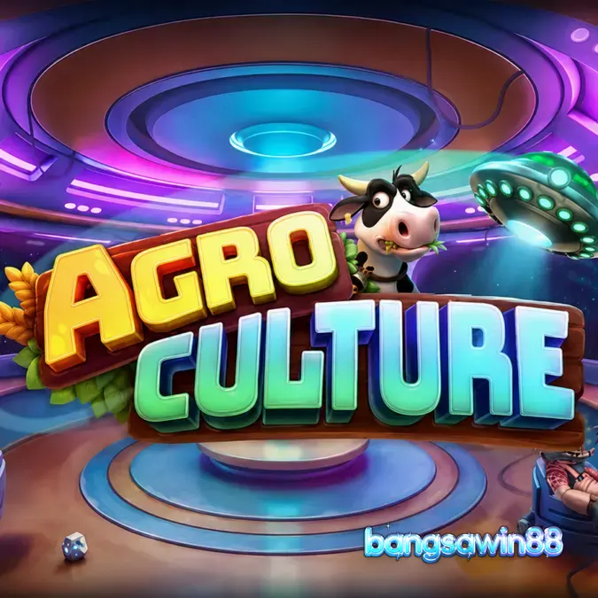 Tampilan visual slot AgroCulture dengan tema peternakan dan elemen alien